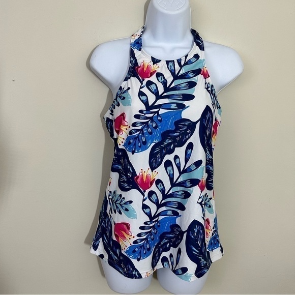 Tropical Breeze sz lg tankini top in a floral fabric longer style - Picture 6 of 10